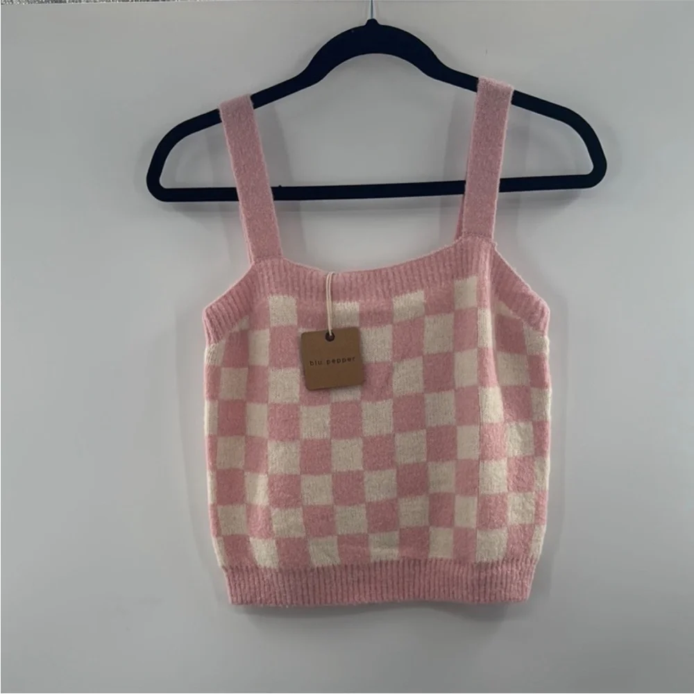 Blu Pepper checkered Knit Tank
